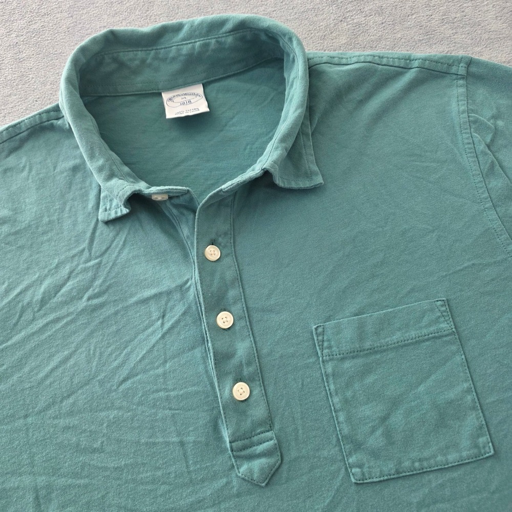 Brooks Brothers 1818 Mens XL Teal Green Cotton Short Sleeve Pocket Polo Shirt